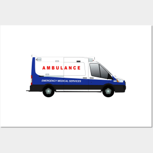 Blue White Transit Ambulance Posters and Art